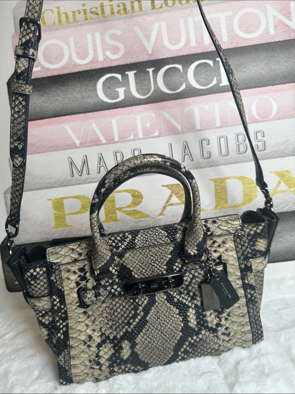 Coach Campbel Izzi Exotic Python Embossed